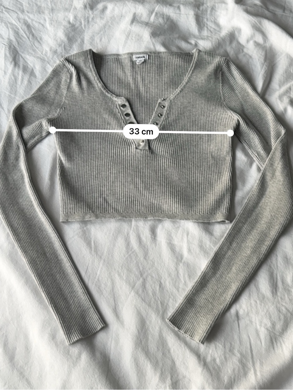 Garage Gray Ribbed Cropped Sweater Size Small - Picture 3 of 5